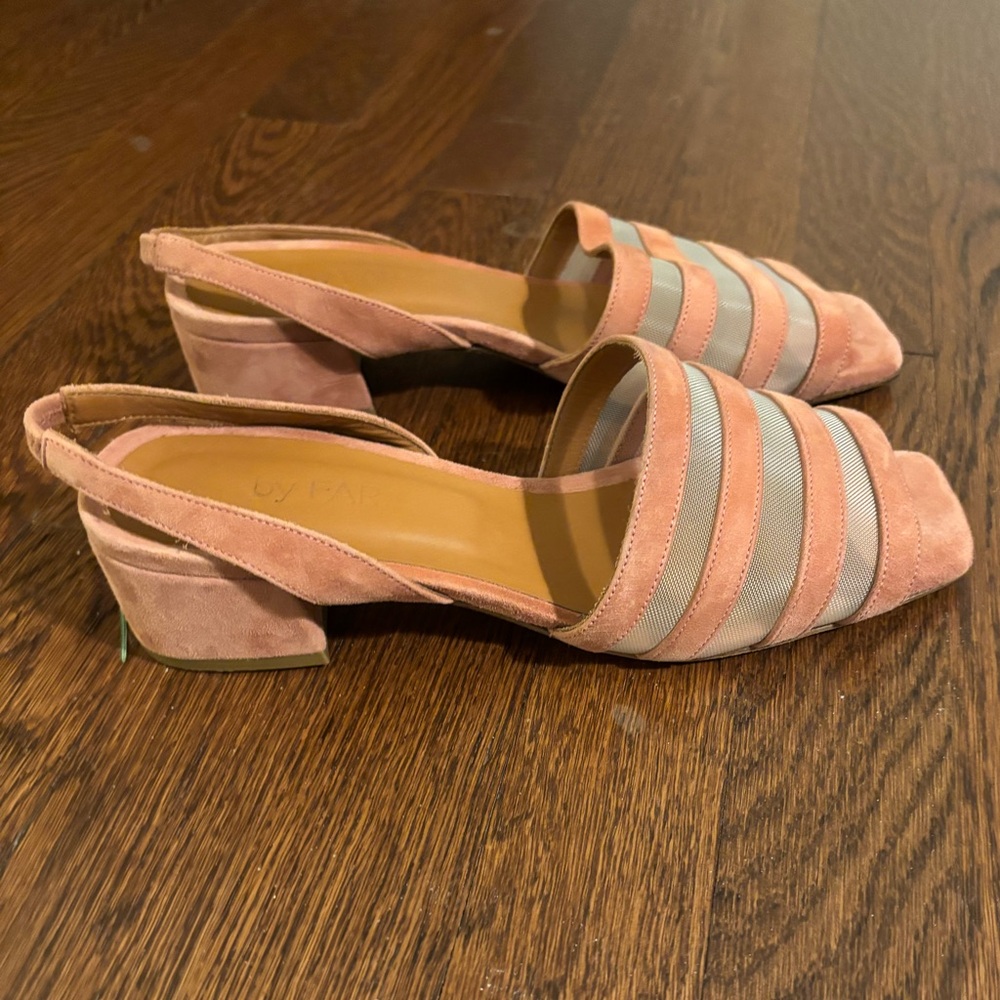 NWOT By Far Pink Suede Slingbacks